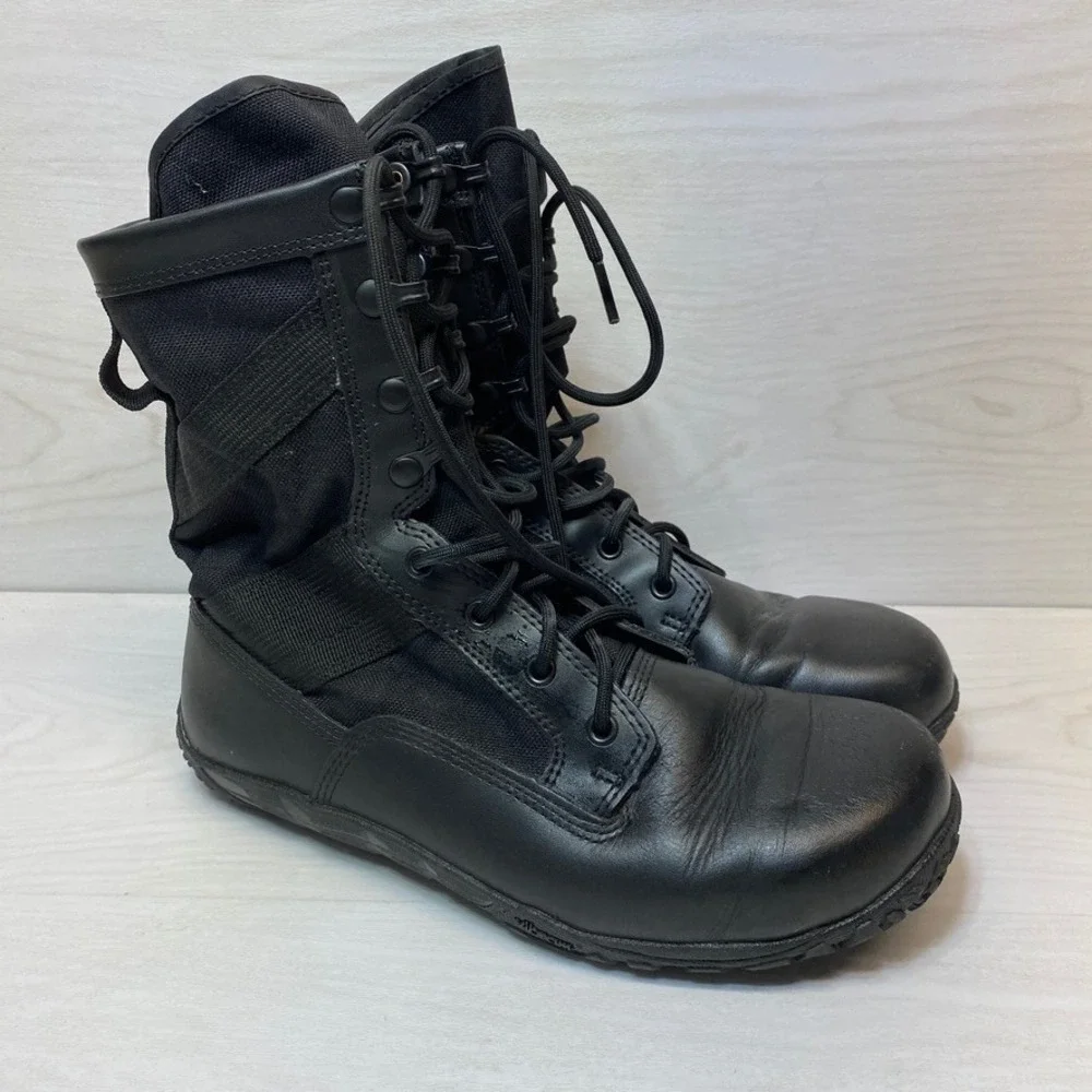 Belleville Mens 10W Mini-Mil Tactical Boots Black Leather Vibram Minimalist